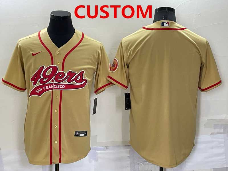 Mens San Francisco 49ers Custom Gold Stitched MLB Cool Base Nike Baseball Jersey